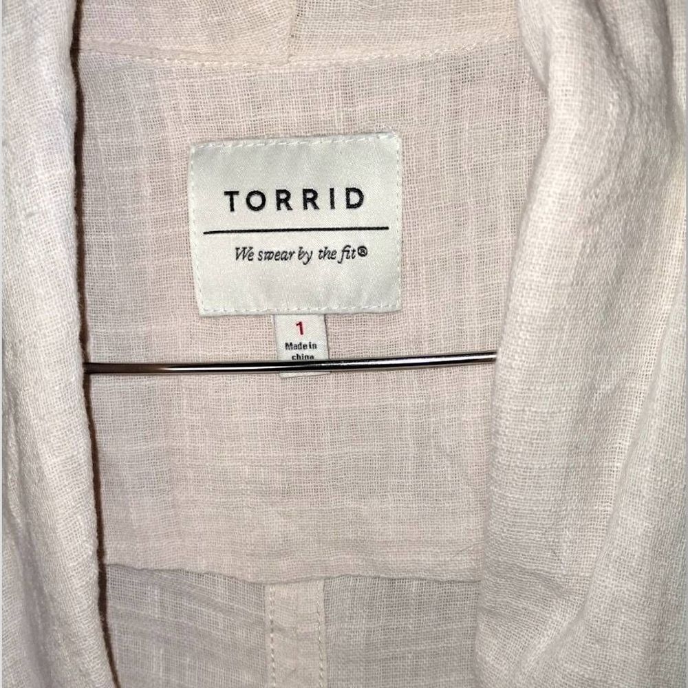 Torrid Womens Vest Top Sz 8 Linen Cargo‎ Waist Tie Natural Pale Pink Pockets - Picture 7 of 11